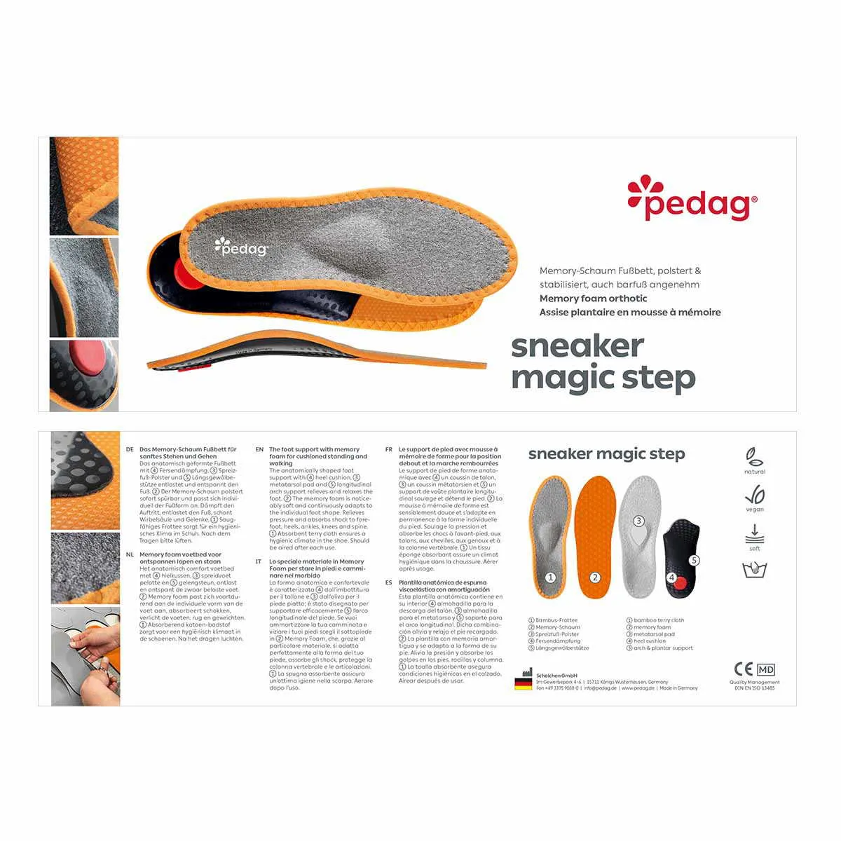 PEDAG Sneaker Magic Step Sohle Sohlen Grau Textil PEDAG Sneaker Magic Step Sohle Sohlen Grau Textil