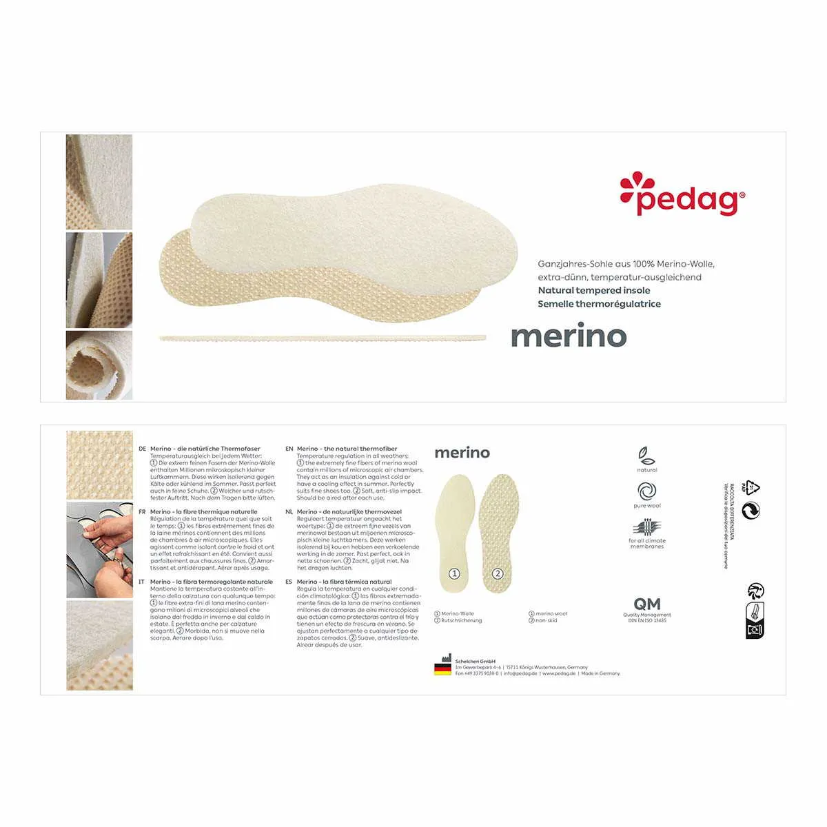 PEDAG Merino Sohle Sohlen Offwhite Textil PEDAG Merino Sohle Sohlen Offwhite Textil