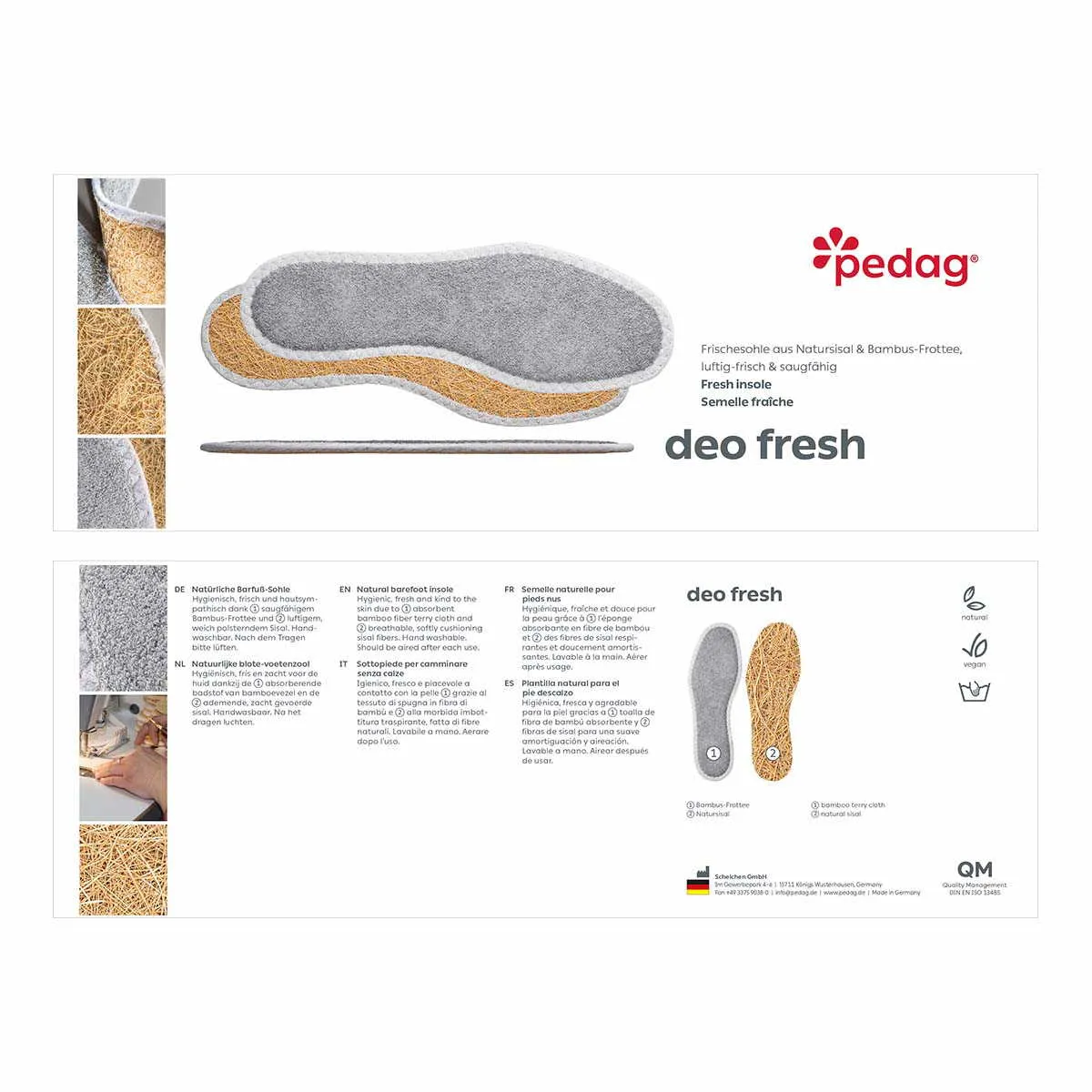 PEDAG Deo Fresh Frotteesohle Sohlen Grau Textil PEDAG Deo Fresh Frotteesohle Sohlen Grau Textil