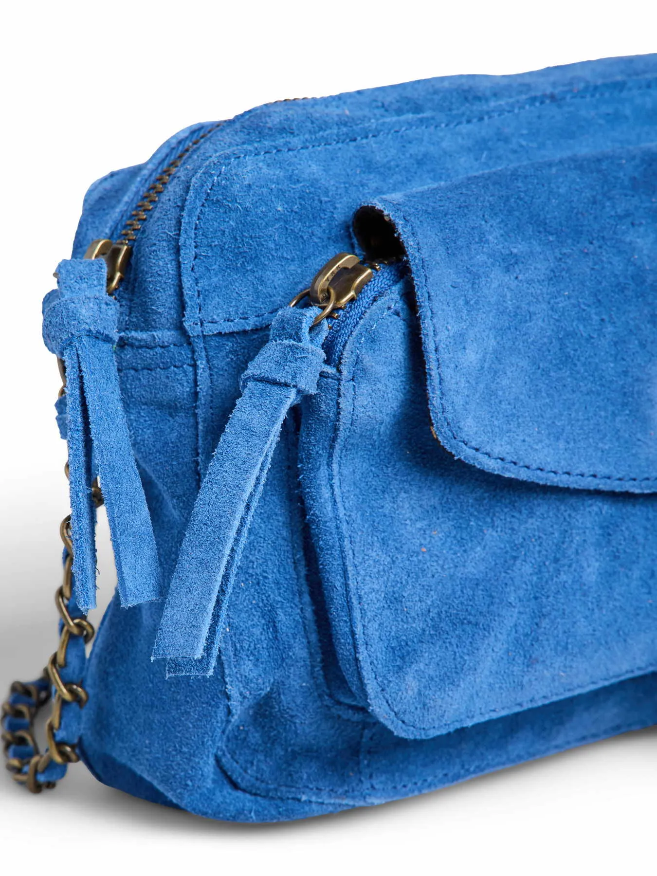 PIECES Umhängetasche Jeansblau Leder 