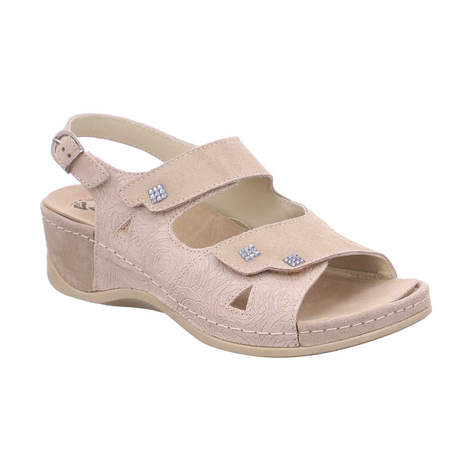 MUBB mit Wechselfussbett Comfort-Sandalette Beige Leder MUBB mit Wechselfussbett Comfort-Sandalette Beige Leder