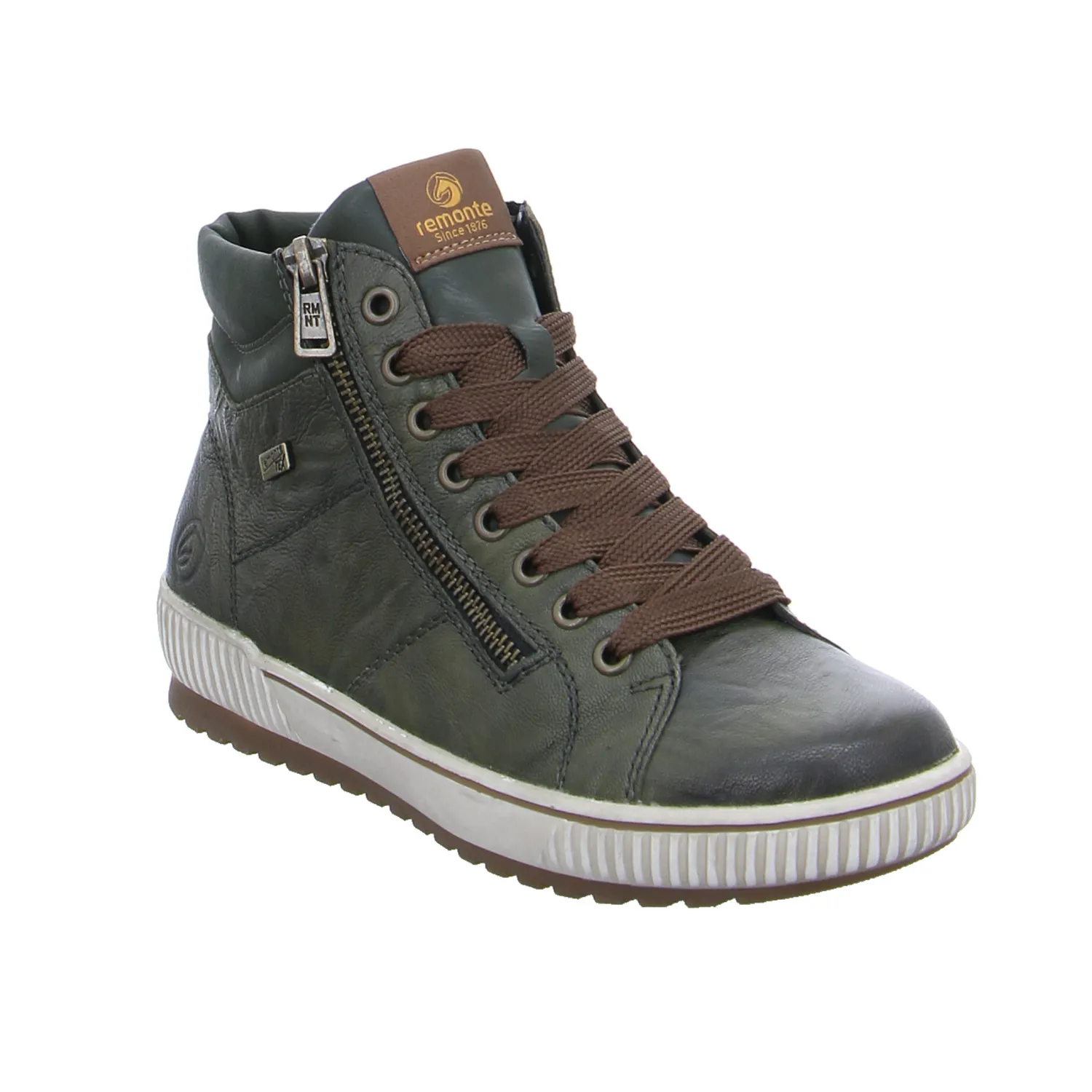 REMONTE mit TEX Membrane Mid Cut Sneaker Olive Leder 