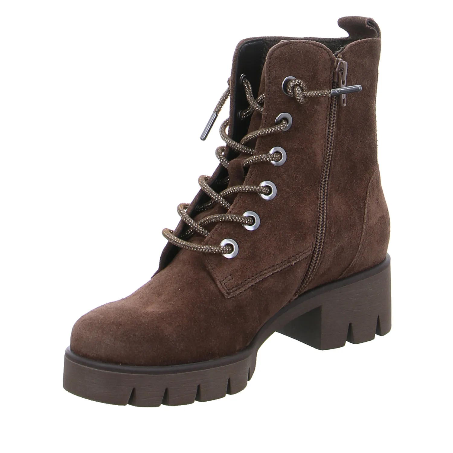 GABOR Strass-Schnürsenkel Stiefelette Braun Leder GABOR Strass-Schnürsenkel Stiefelette Braun Leder