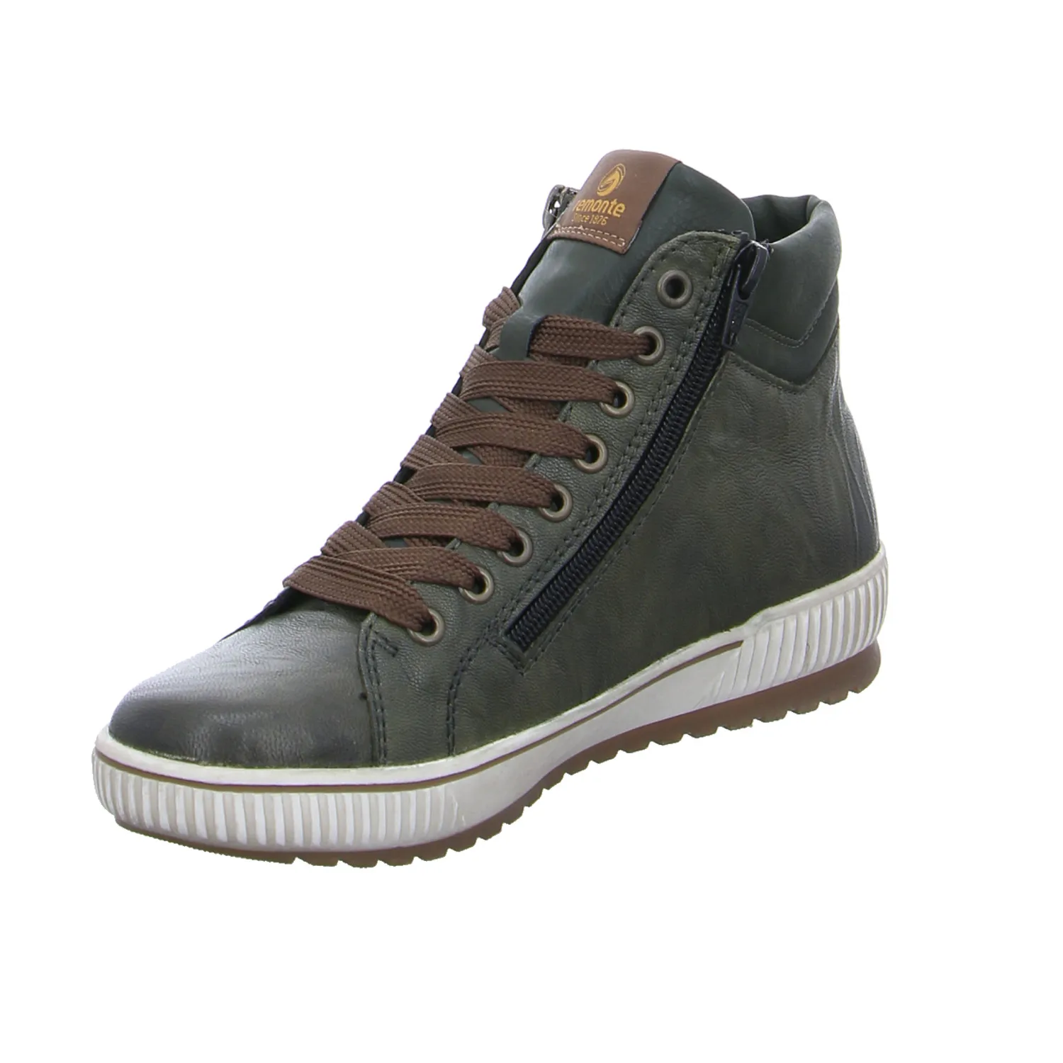 REMONTE mit TEX Membrane Mid Cut Sneaker Olive Leder 