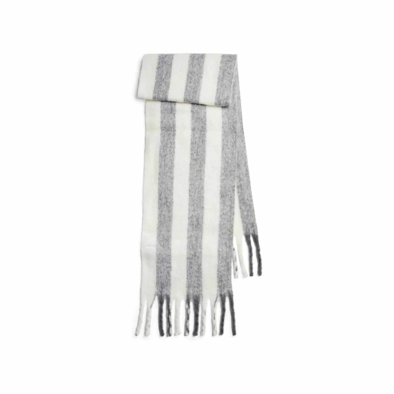 PIECES 200x35cm, Fransen Schal Grau Textil PIECES 200x35cm, Fransen Schal Grau Textil