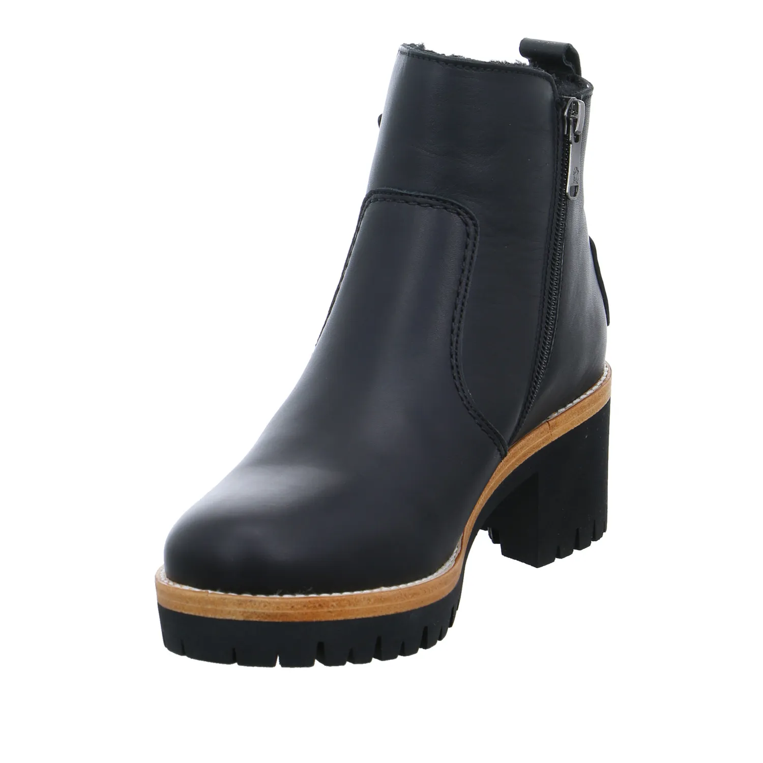 PANAMA JACK mit Lammfell - Innenfutter Stiefelette Schwarz Leder 