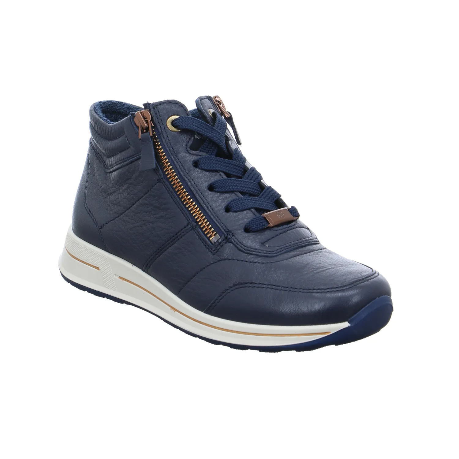 ARA mit Wechselfussbett Comfort-Mid Cut Blau Leder 