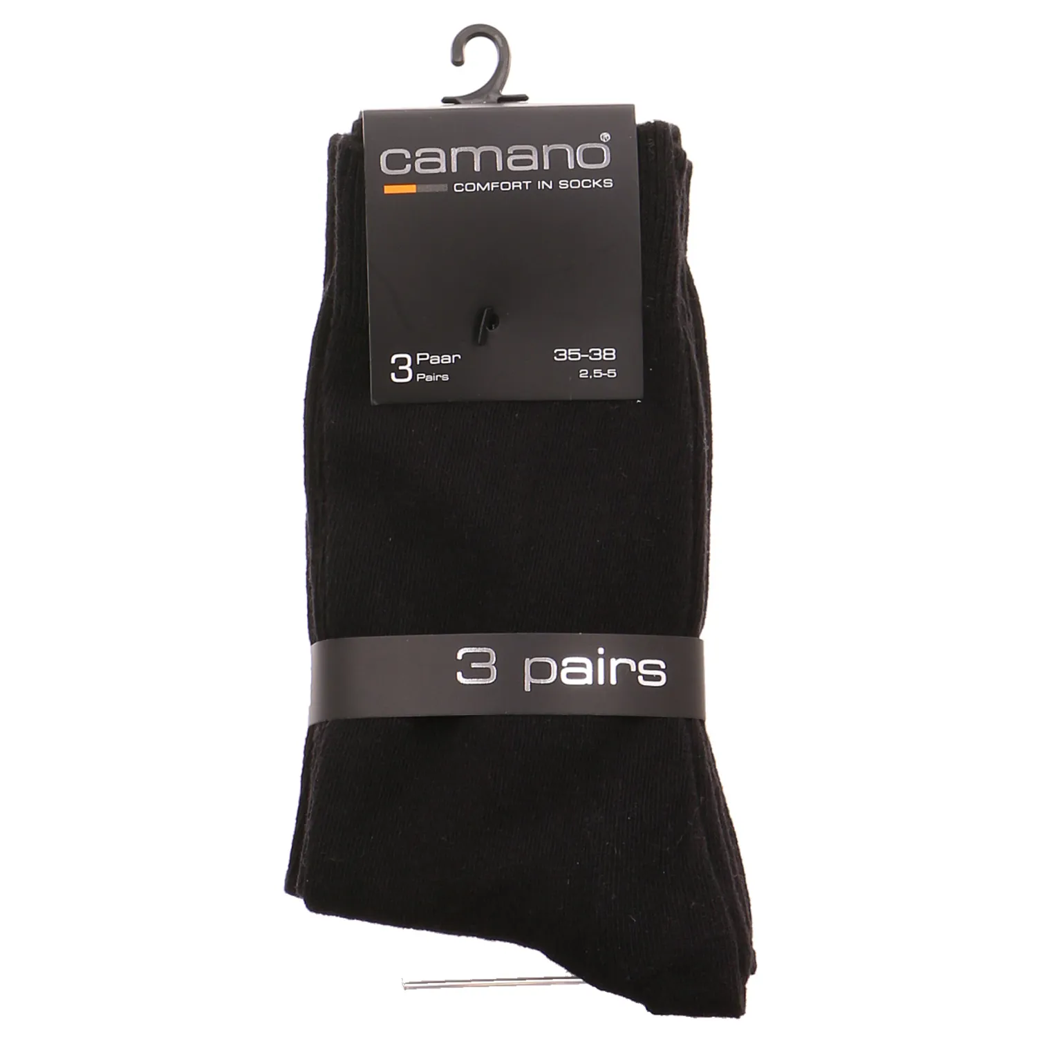 CAMANO 3-ER P.,Komfortbund Freizeitsocken Schwarz Textil 