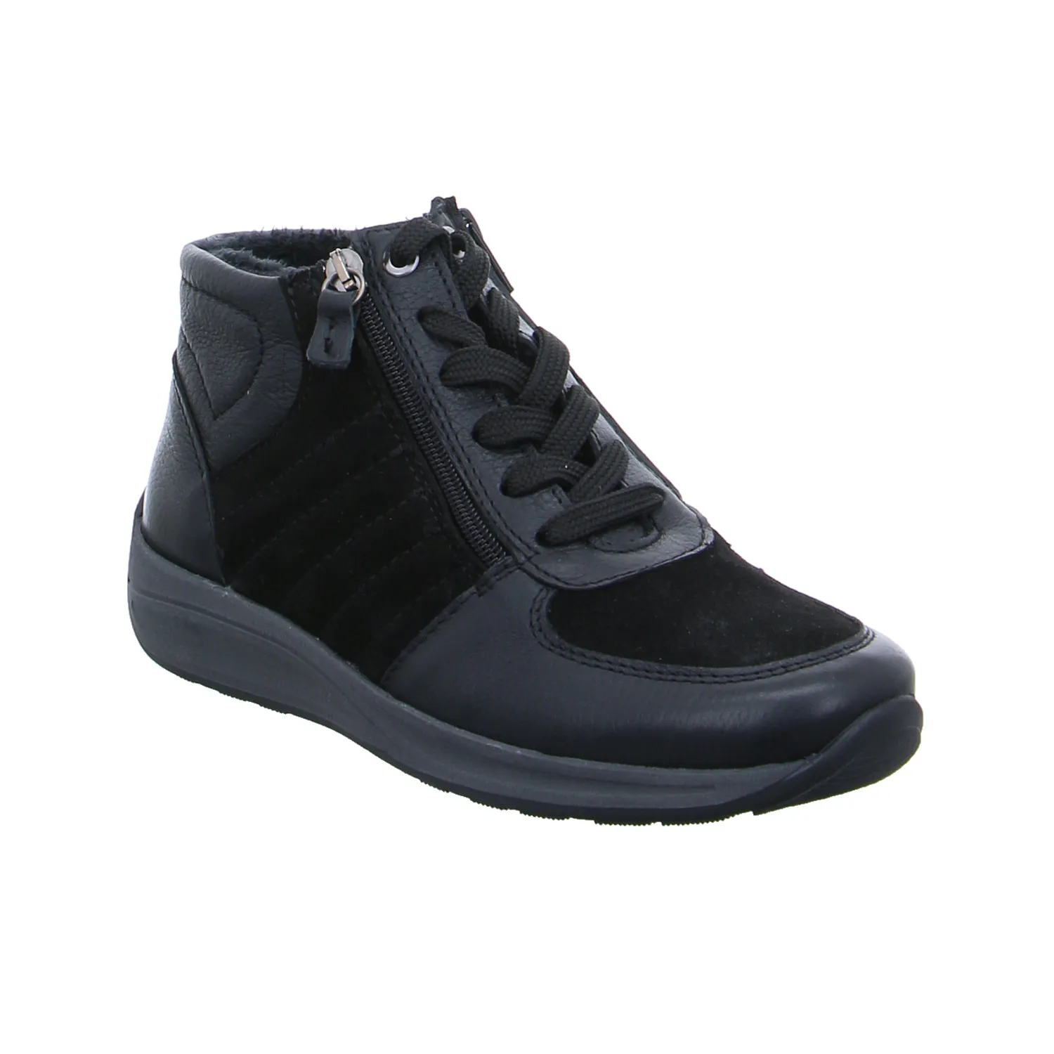 VAN DER LAAN mit 2RV Comfort-Mid Cut Sneaker Schwarz Leder VAN DER LAAN mit 2RV Comfort-Mid Cut Sneaker Schwarz Leder