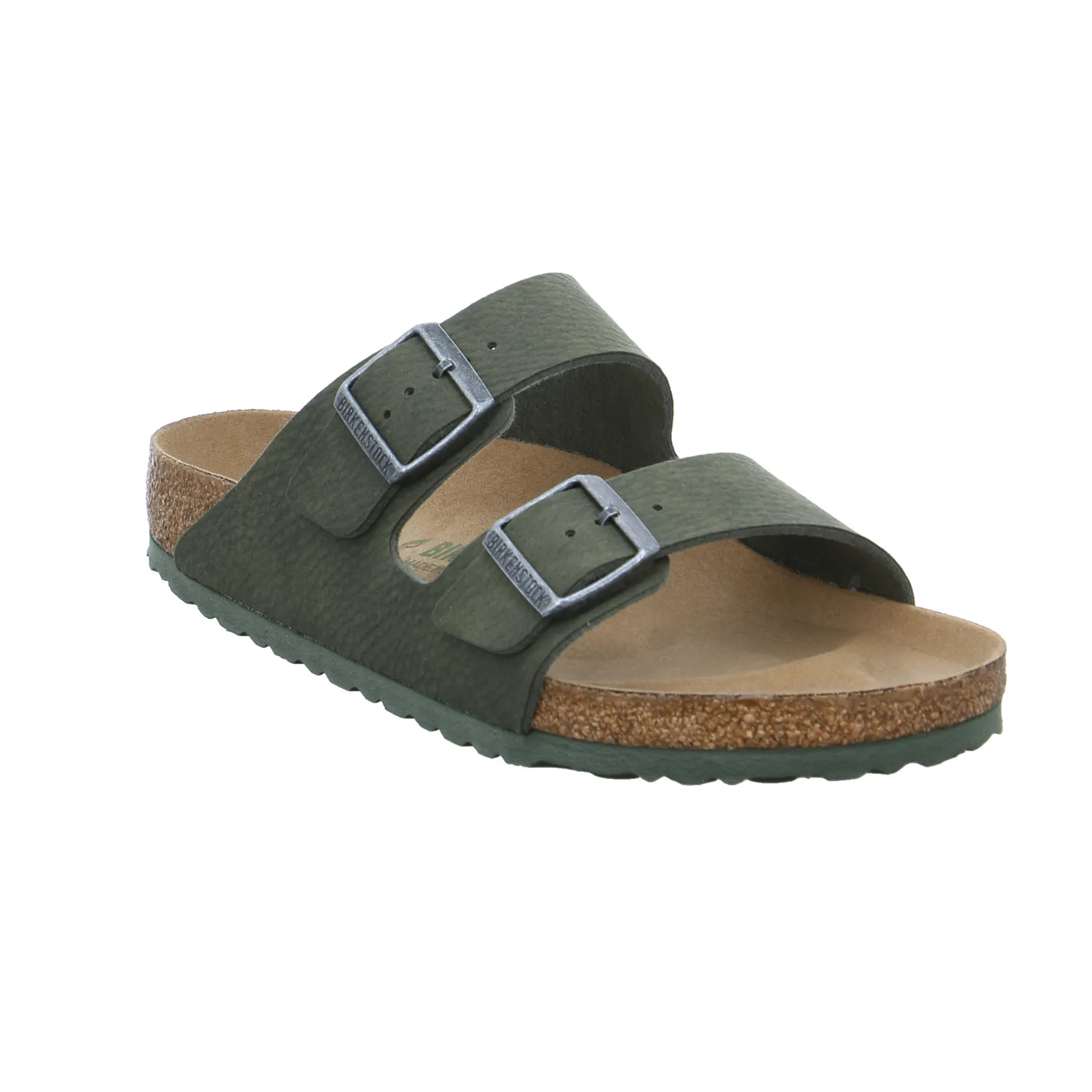 BIRKENSTOCK Normale Breite Bio-Mûles Olive Lederimitat 