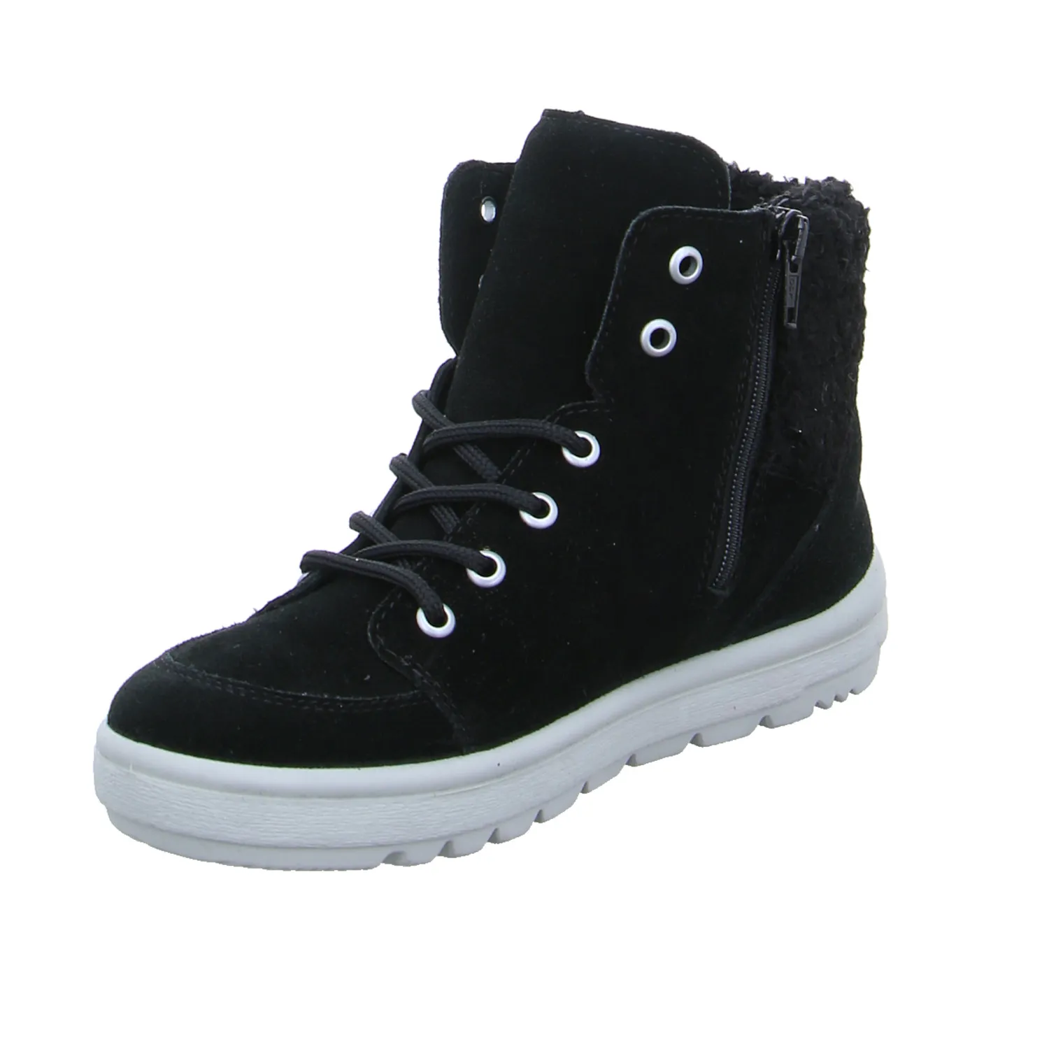 RICOSTA Schnür-Boot Mädchen-Winter-Bottine Schwarz Leder 