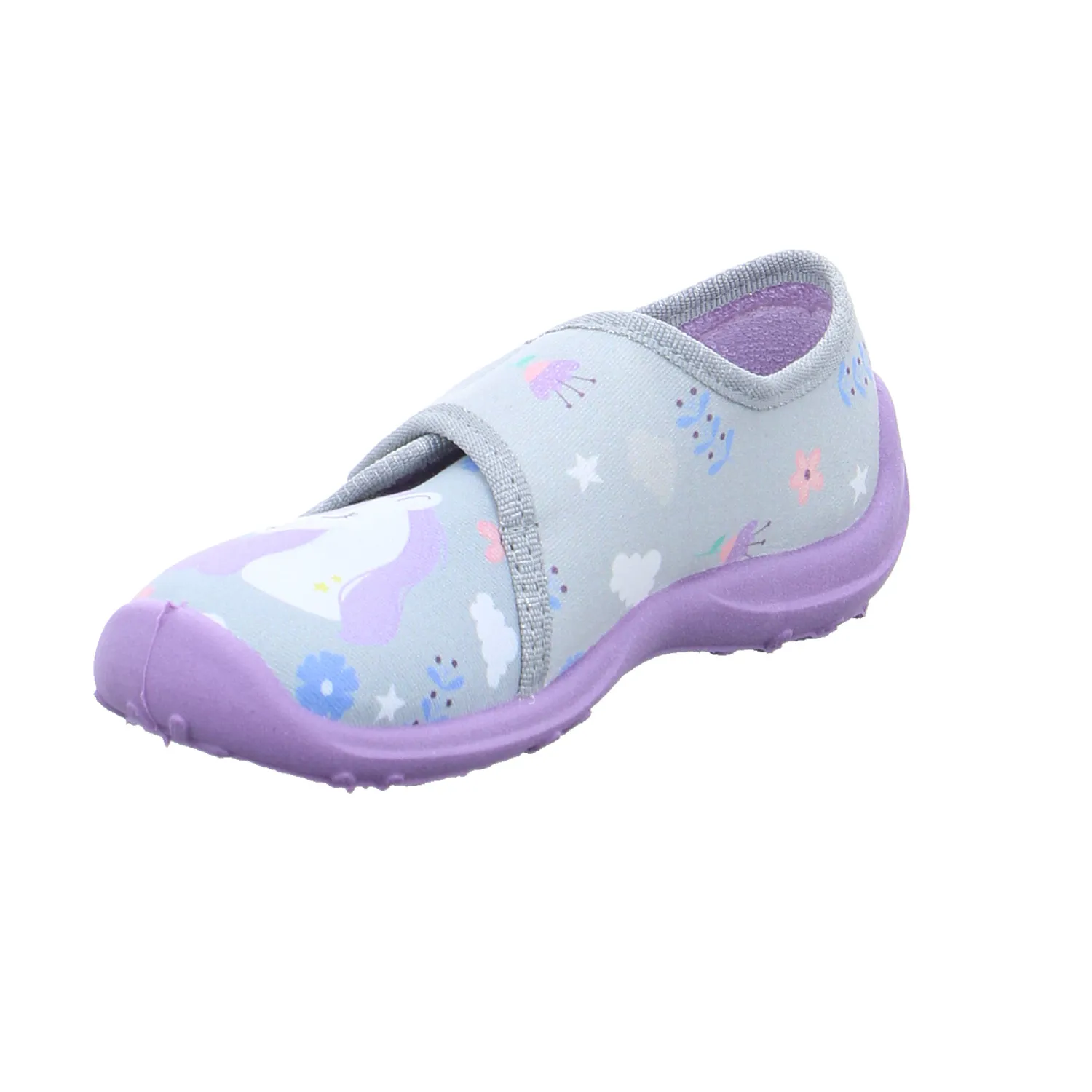 FISCHER Mädchen Kinder-Hausschuh Silber Textil 
