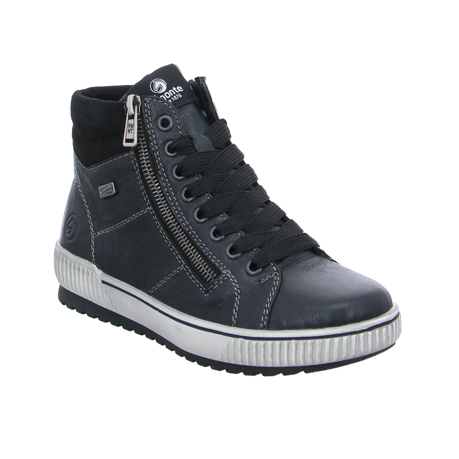 REMONTE mit TEX Membrane Mid Cut Sneaker Schwarz Leder 