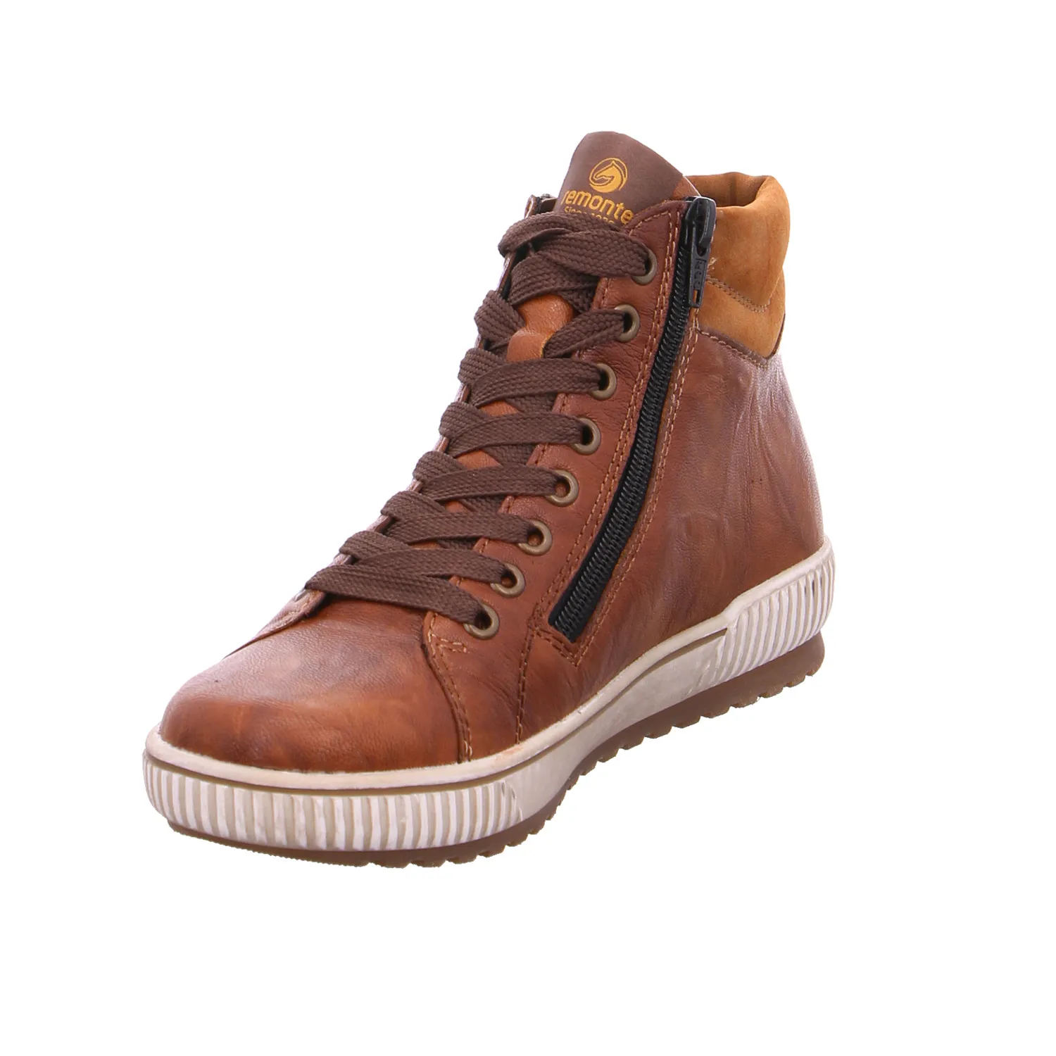 REMONTE mit TEX Membrane Mid Cut Sneaker Cognac Leder 