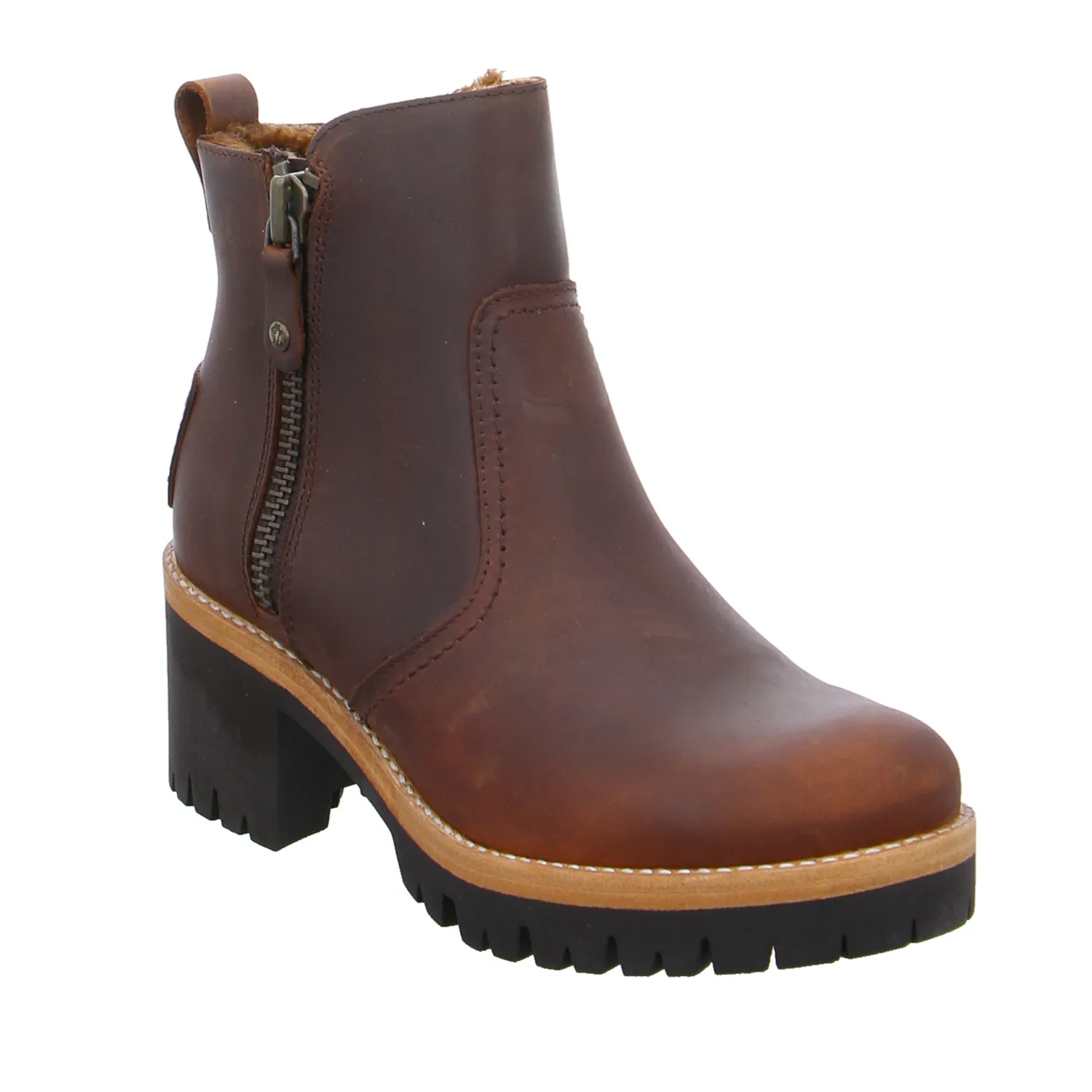 PANAMA JACK mit Lammfell - Innenfutter Stiefelette Cognac Leder 