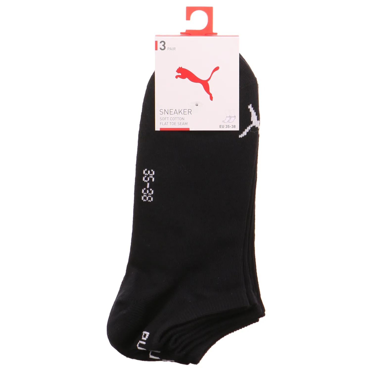 PUMA SOCKEN 3-ER Pack Sneaker-Socke Freizeitsocken Schwarz Textil 