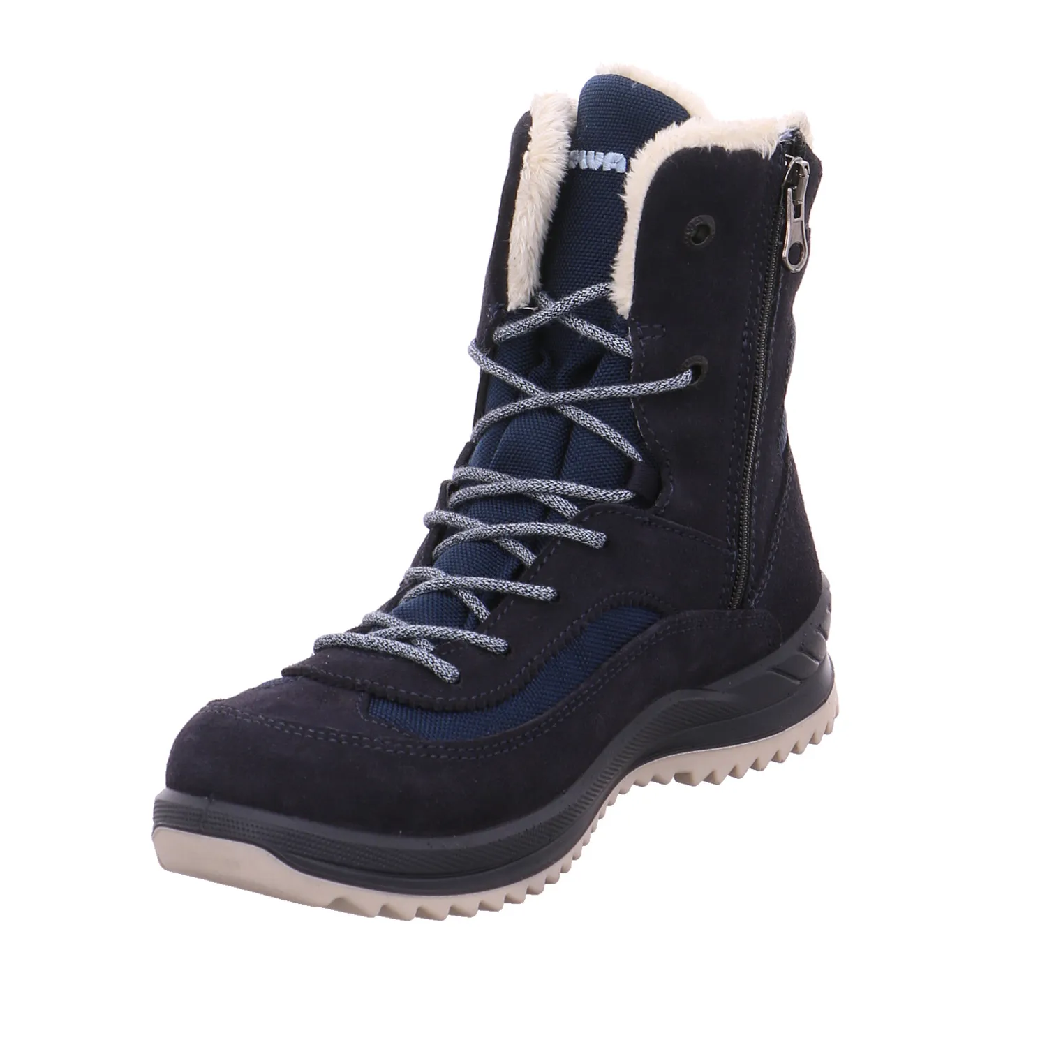 LOWA Winter-Sneaker, high Mädchen-Snowboot Membrane Dunkelblau Textil 