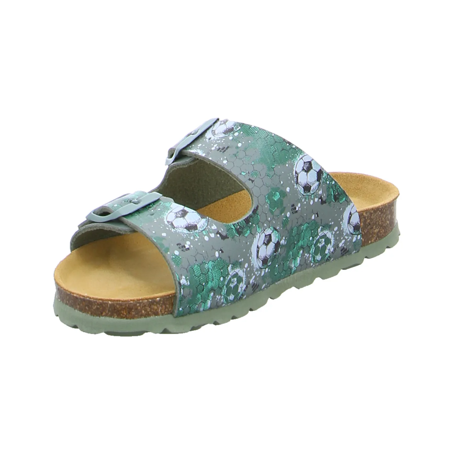 BIOLife Unisex Kinder-Pantolette Olive Lederimitat BIOLife Unisex Kinder-Pantolette Olive Lederimitat