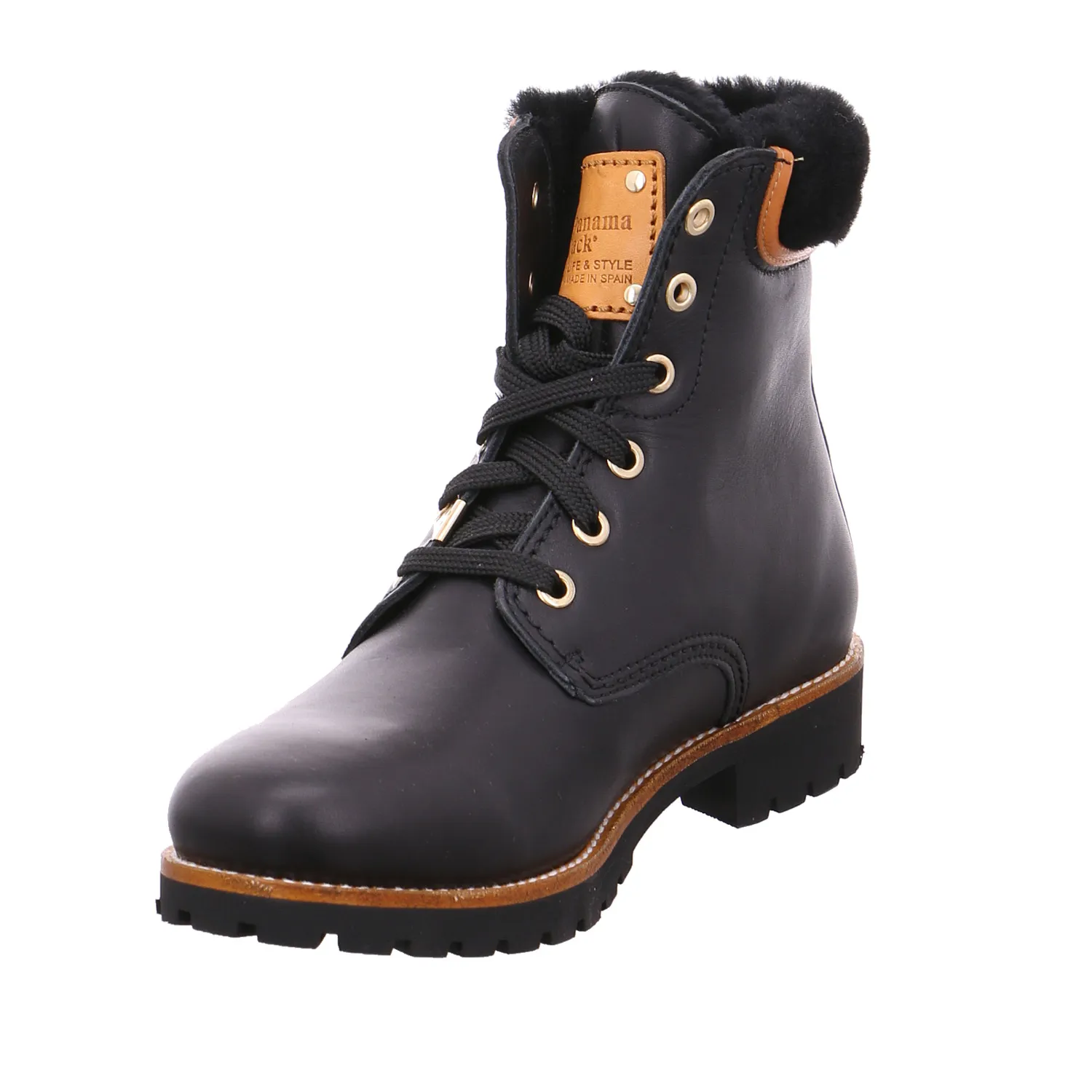 PANAMA JACK mit Lammfellfutter Boot Schwarz Leder PANAMA JACK mit Lammfellfutter Boot Schwarz Leder