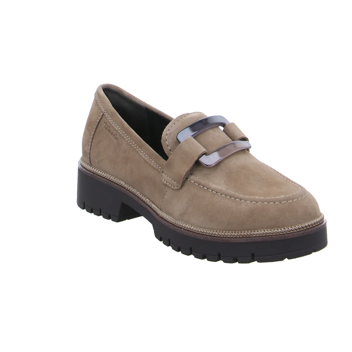 TAMARIS Slipper Taupe Leder TAMARIS Slipper Taupe Leder
