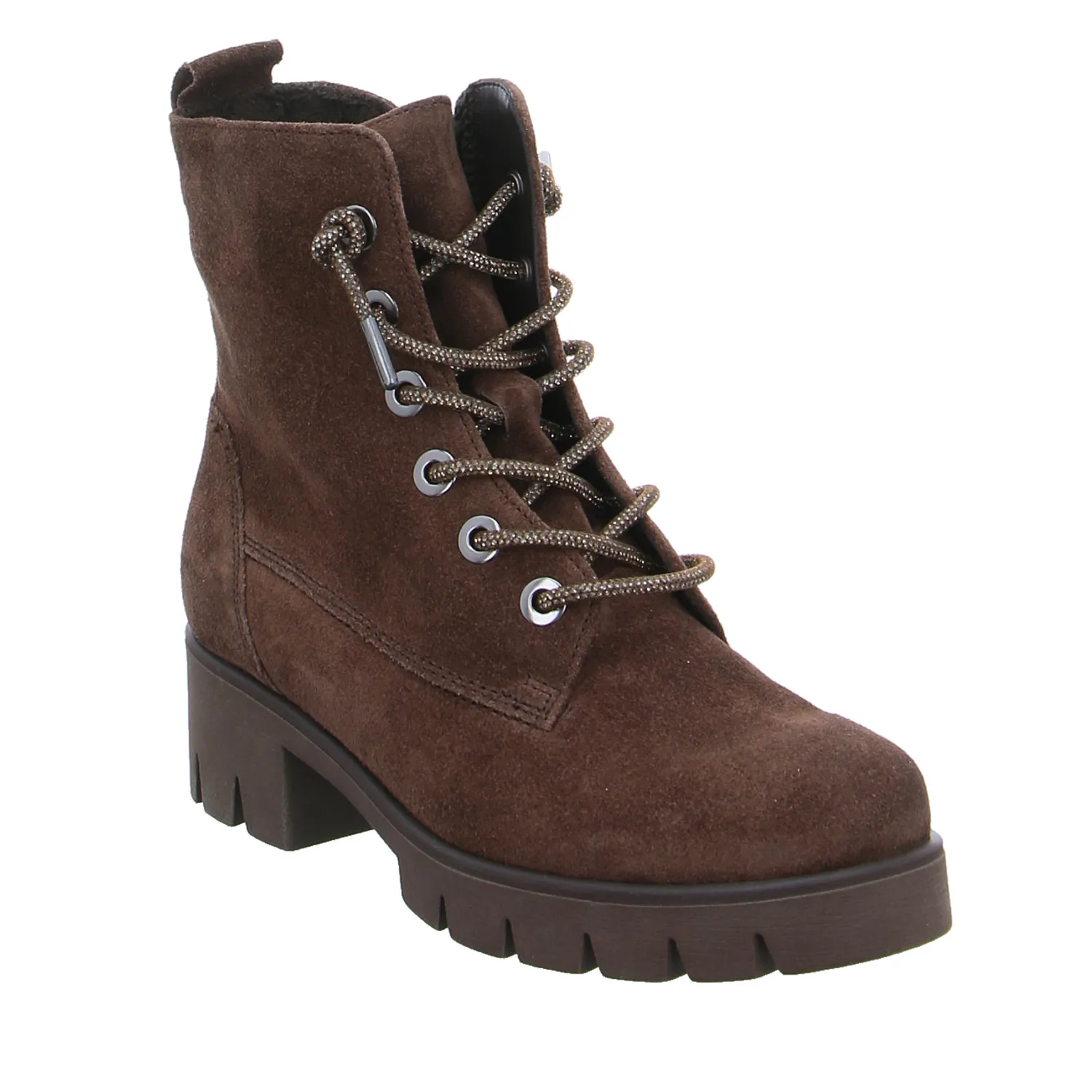 GABOR Strass-Schnürsenkel Stiefelette Braun Leder GABOR Strass-Schnürsenkel Stiefelette Braun Leder