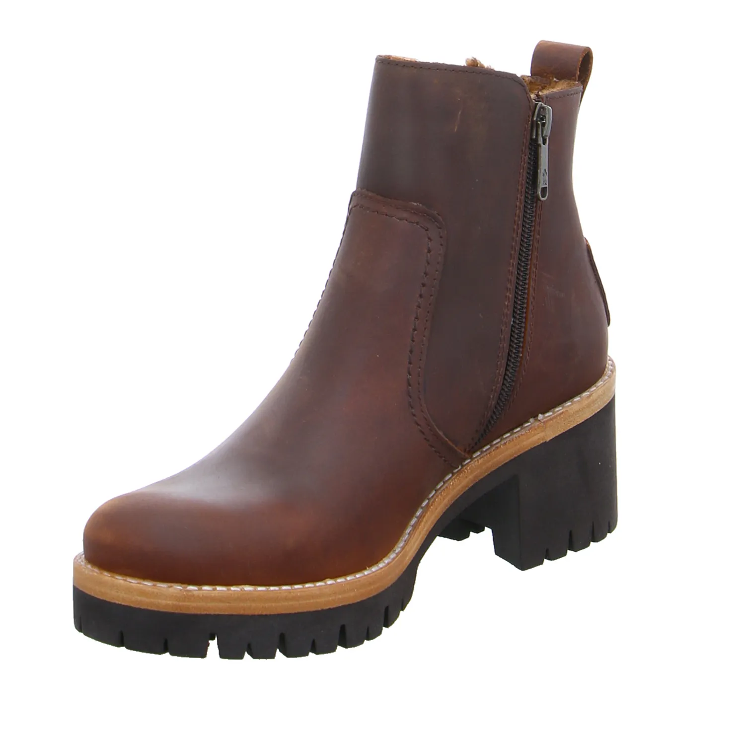 PANAMA JACK mit Lammfell - Innenfutter Stiefelette Cognac Leder 