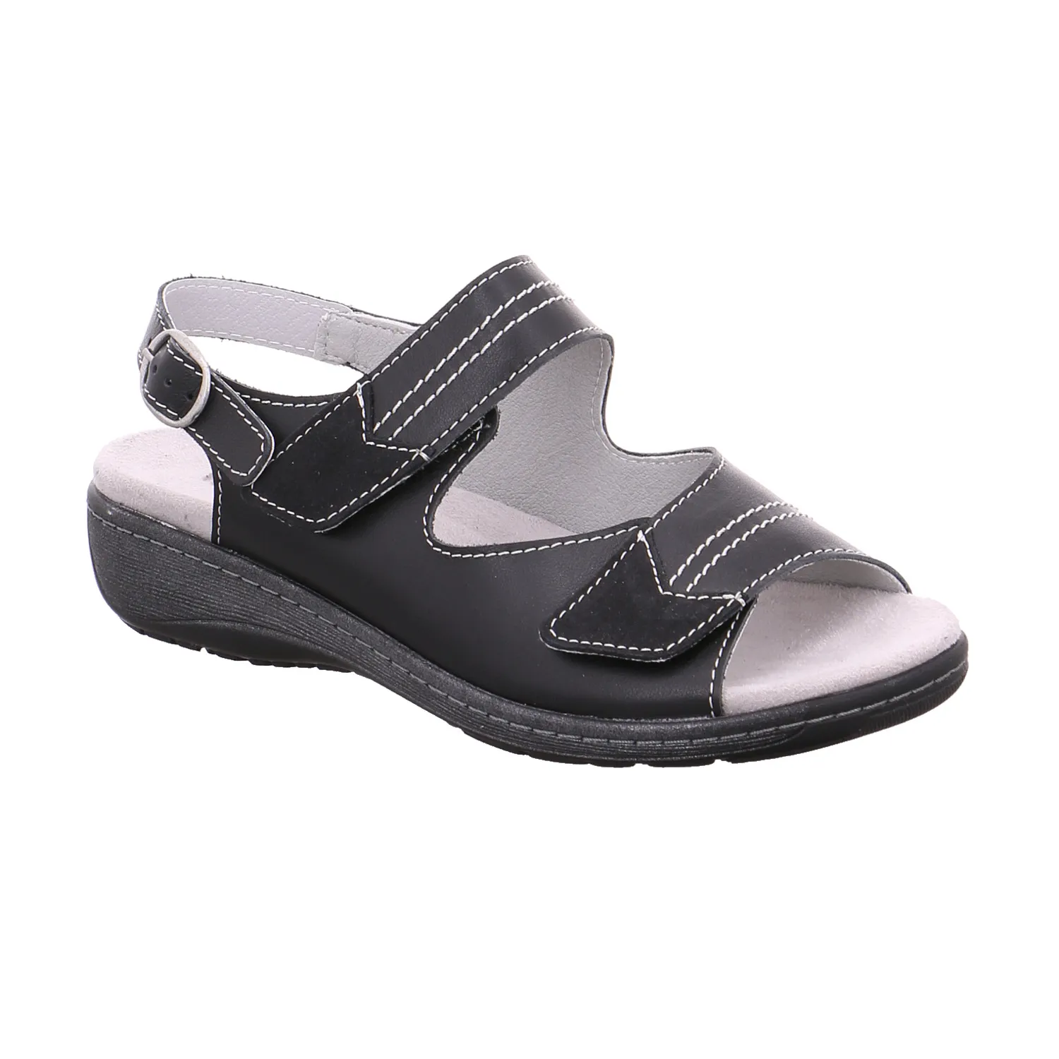 VAN DER LAAN mit Wechselfussbett Comfort-Sandalette Schwarz Leder 