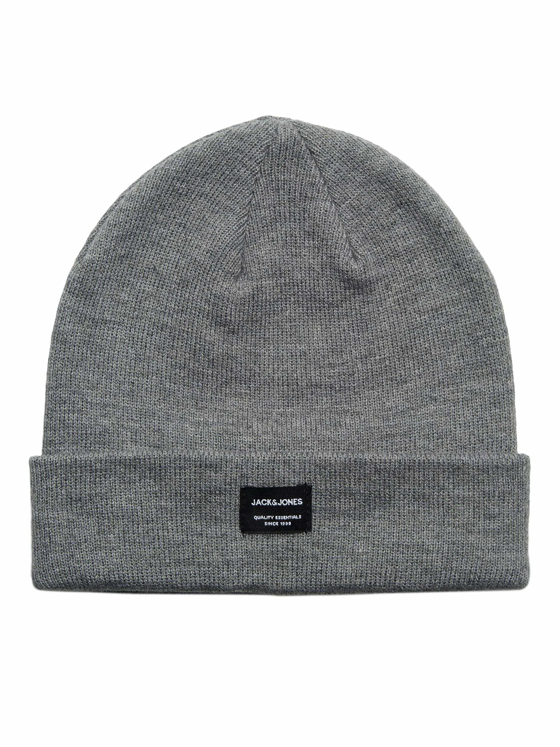 JACK & JONES Umschlag, Feinstrick Mütze Grau Textil JACK & JONES Umschlag, Feinstrick Mütze Grau Textil