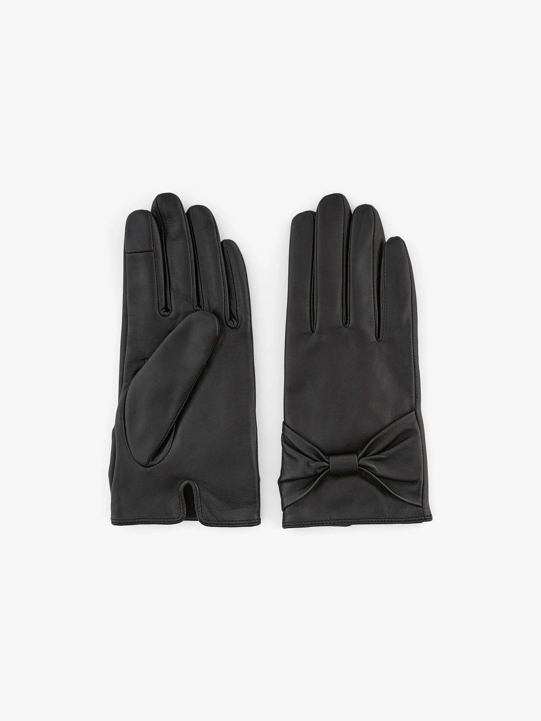 PIECES Damen Handschuh Schwarz Leder 
