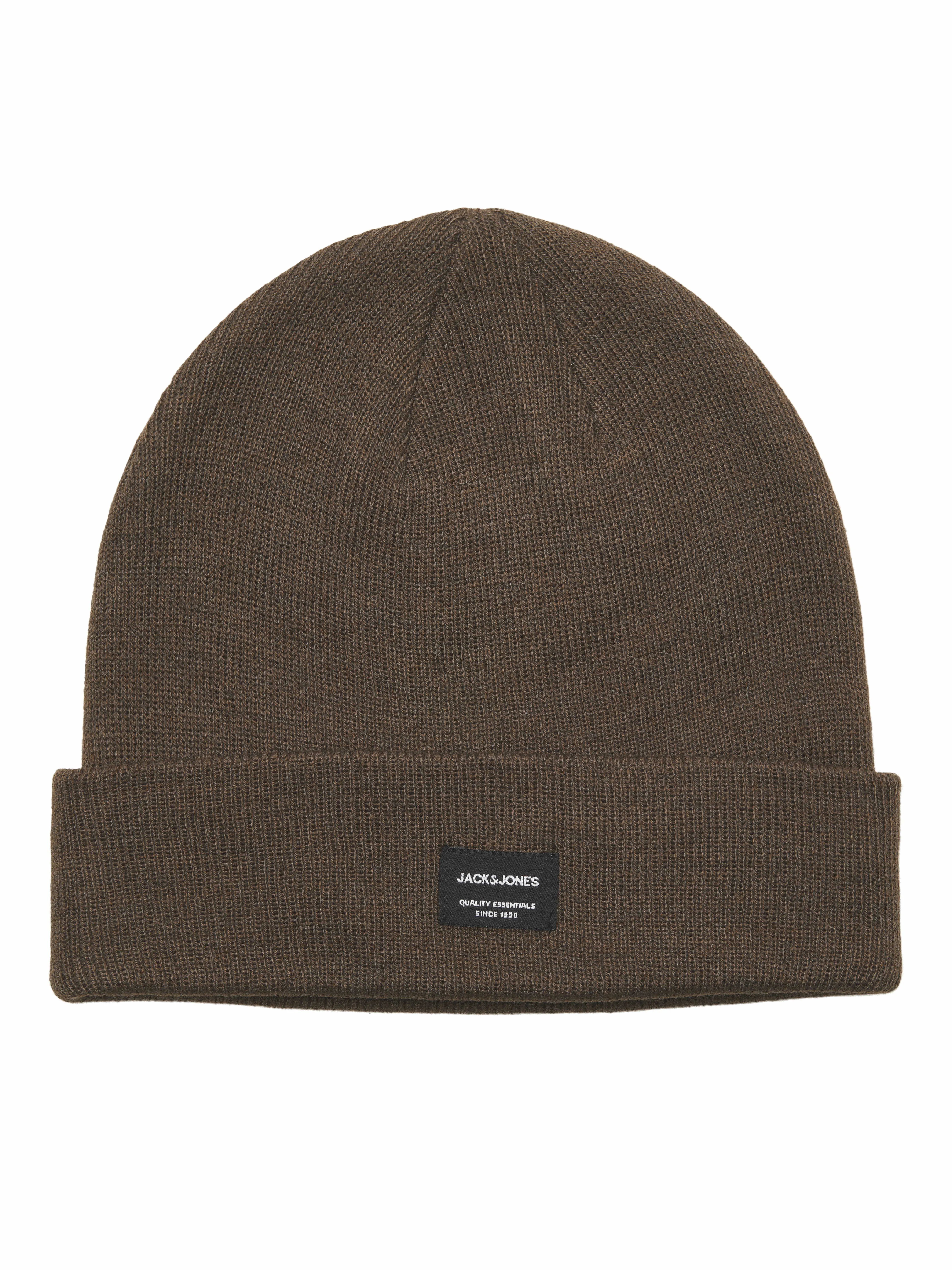 JACK & JONES Umschlag, Feinstrick Mütze Braun Textil 