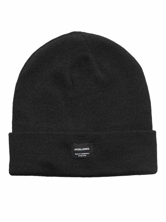 JACK & JONES Umschlag, Feinstrick Mütze Schwarz Textil 