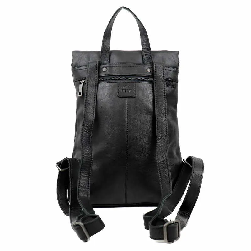 BEAR DESIGN Rucksack Schwarz Leder 