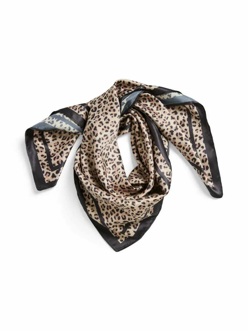 PIECES Tuch Quadrat, Print Leopard Schal Schwarz Textil 