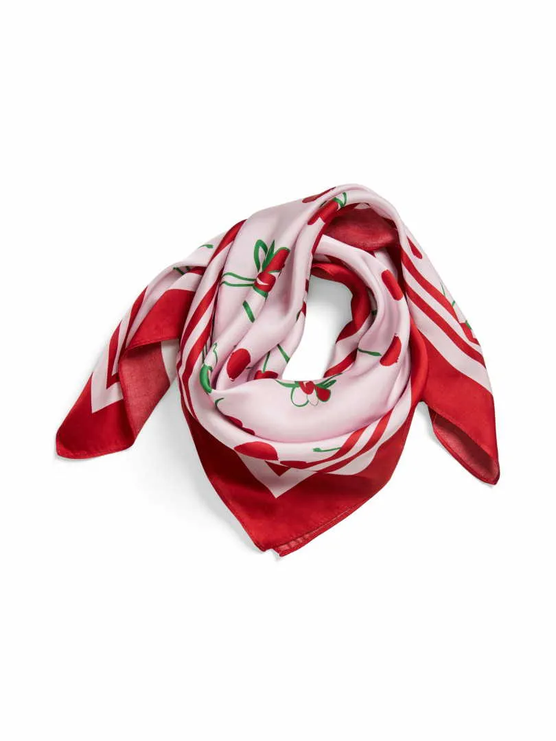PIECES Tuch 75x75cm, Kirschen Schal Rosa Textil 