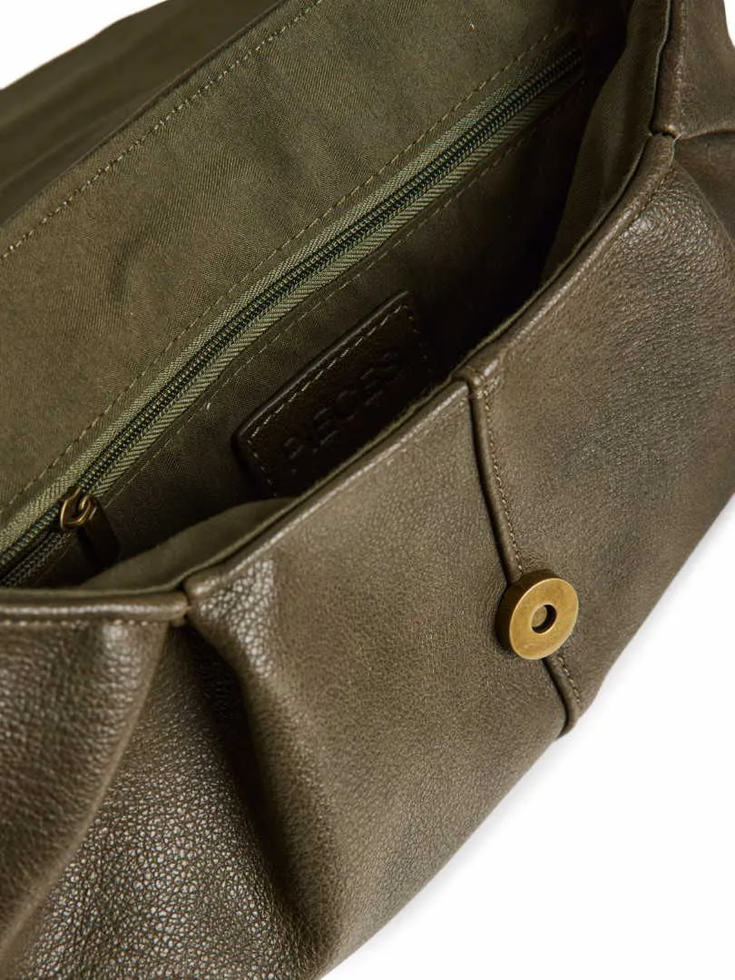 PIECES Handtasche mit Überschlag Khaki Lederimitat PIECES Handtasche mit Überschlag Khaki Lederimitat