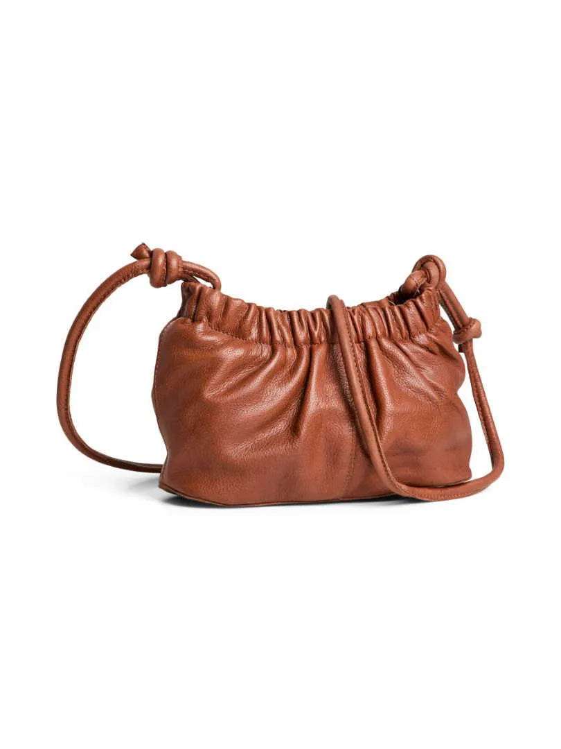 PIECES Beuteltasche Cognac Leder 