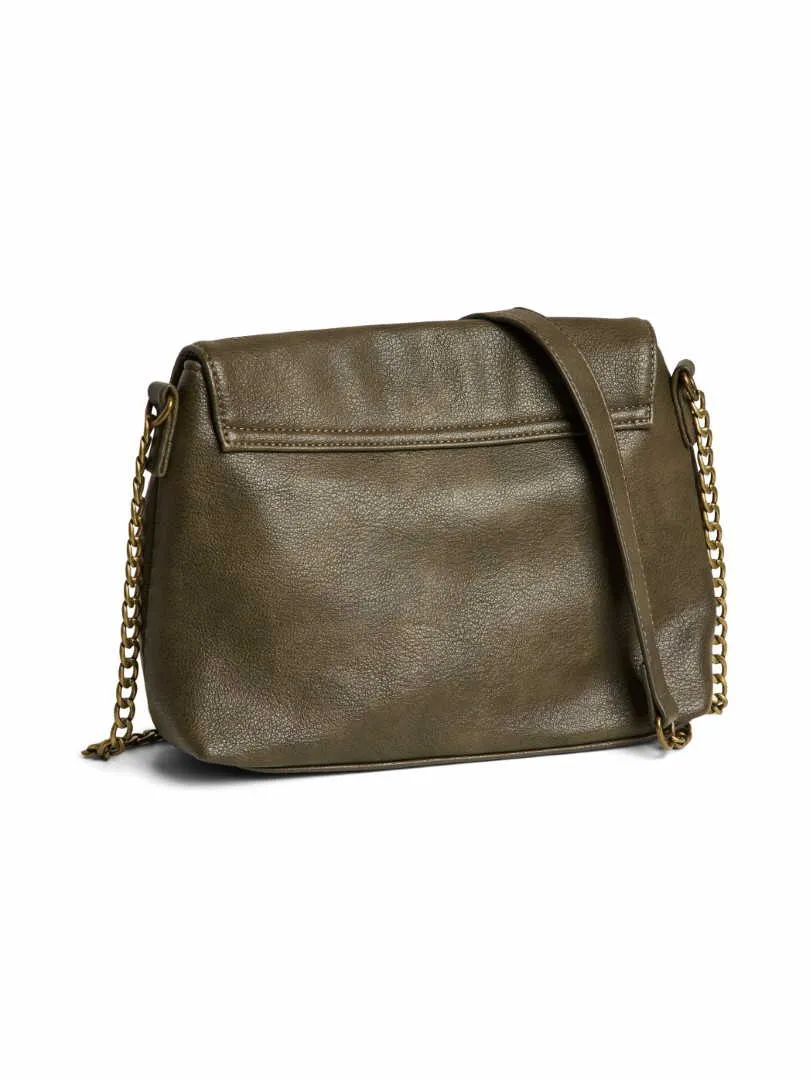 PIECES Handtasche mit Überschlag Khaki Lederimitat PIECES Handtasche mit Überschlag Khaki Lederimitat
