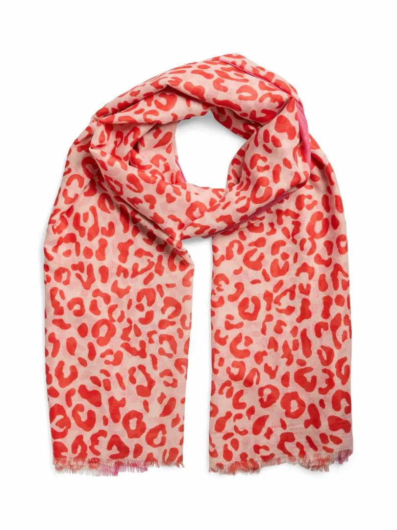 PIECES Schal breit, feine Fransen Schal Rosa Textil 