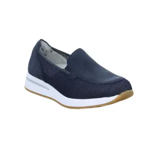 WALDLÄUFER Comfort-Slipper Blau Leder  mit Wechselfussbett 