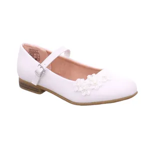INDIGO Festlicher Sommerschuh Mädchen-Ballerina Weiss Lederimitat 