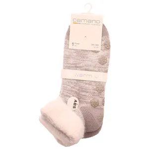 CAMANO ABS-Socke mit Umschlag Antirutsch-Socken Taupe Textil CAMANO ABS-Socke mit Umschlag Antirutsch-Socken Taupe Textil
