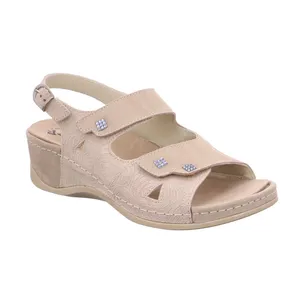 MUBB mit Wechselfussbett Comfort-Sandalette Beige Leder MUBB mit Wechselfussbett Comfort-Sandalette Beige Leder