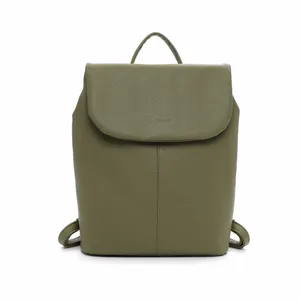 RUE68 Rucksack Khaki Lederimitat 