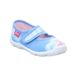 BECK Kinder-Hausschuh Hellblau Textil  schmaler Mädchenhausschuh 