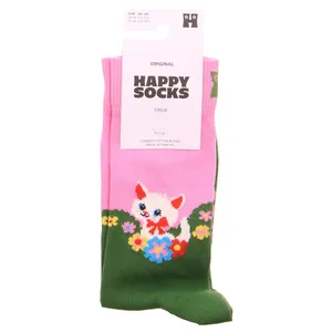 HAPPY SOCKS Katze + Blumen Freizeitsocken Blau Textil HAPPY SOCKS Katze + Blumen Freizeitsocken Blau Textil
