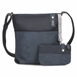ZWEI Beuteltasche Blau Lederimitat 