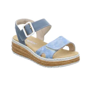 RIEKER Sandalette Hellblau Lederimitat 