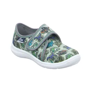 BECK Kinder-Hausschuh Olive Textil  Jungenhausschuh 