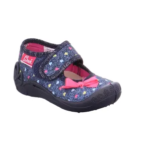 BECK Baby-Hausschuh Blau Textil  Mädchenhausschuh 