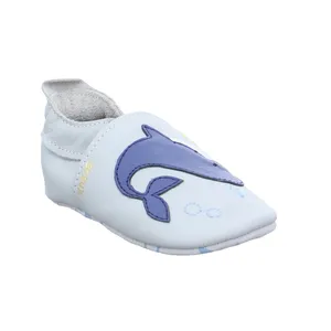 BOBUX Krabbelschuh Silber Leder 